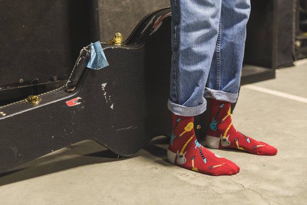 Men's Red Guitar Socks