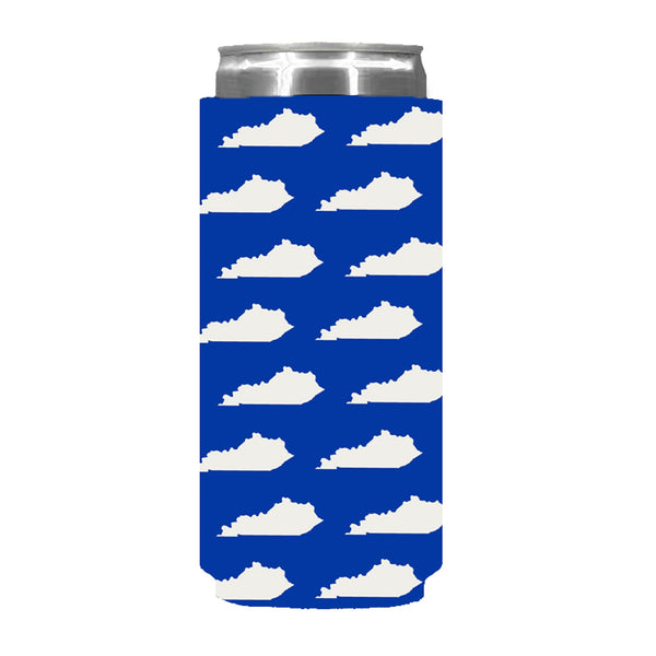 Blue and White Kentucky Shapes Slim Koozie