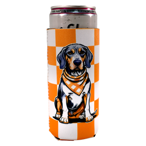 Tennessee Checkerboard Bluetick Coonhound Slim Koozie