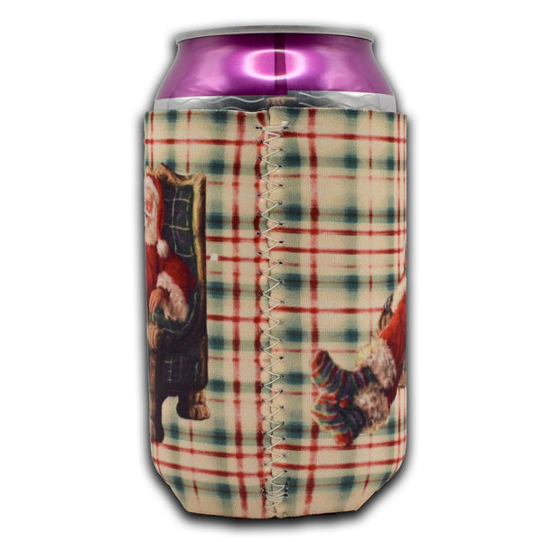 Santa Drinking Bourbon in Chair Koozie