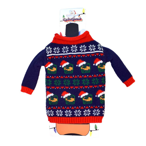 Bourbon Glasses with Santa Hat Bottle Sweater