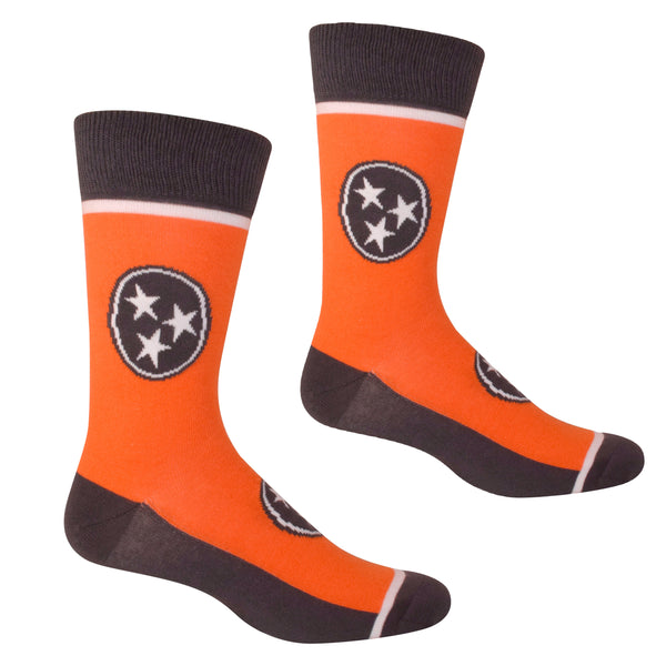 Tennessee Tri-Star in Orange and Grey Men's Socks