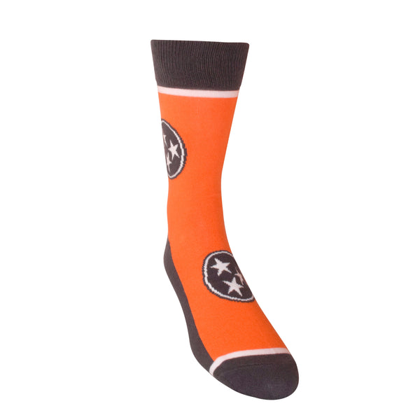 Tennessee Tri-Star in Orange and Grey Men's Socks