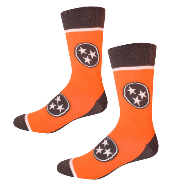 Tennessee Tri-Star in Orange and Grey Men's Socks