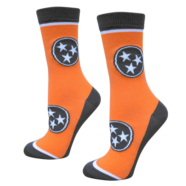 Tennessee Tri-Star in Orange and Grey Women's Socks