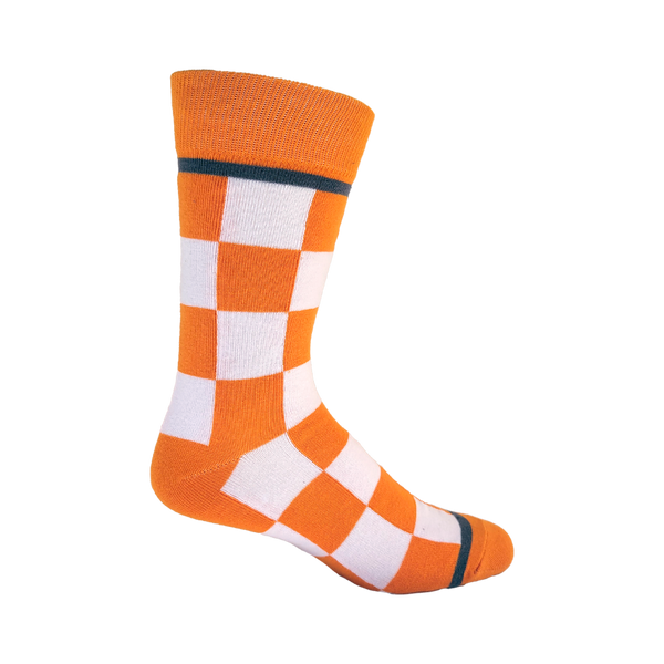 Checkerboard in Orange and White Men's Socks
