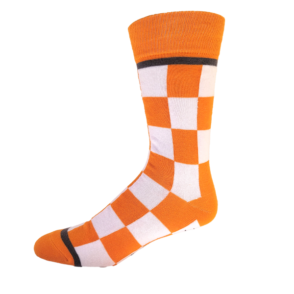 Checkerboard in Orange and White Men's Socks