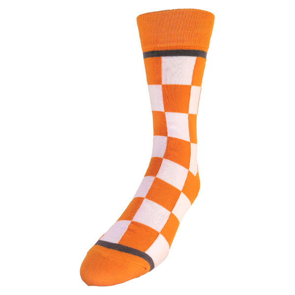Checkerboard in Orange and White Men's Socks