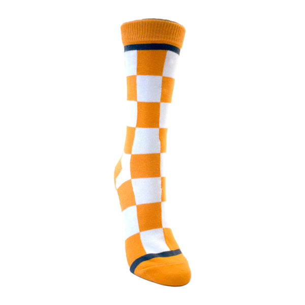 Checkerboard in Orange and White Women's Socks