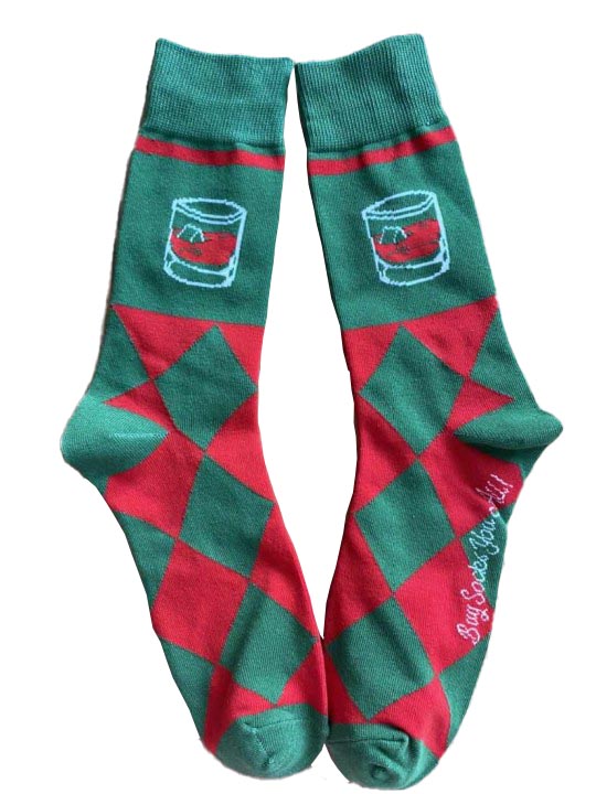 Bourbon Whiskey on the Rocks Argyle Drinking Socks