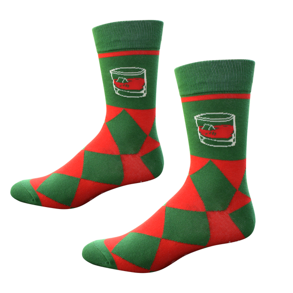 Bourbon Whiskey on the Rocks Argyle Drinking Socks