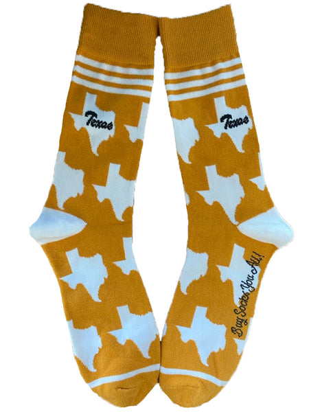 Texas Shapes in Orange and White Men's Socks