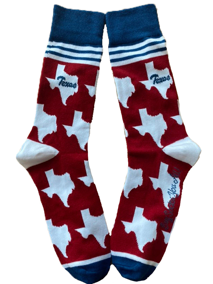 Texas Shapes in Red and Blue Men's Socks