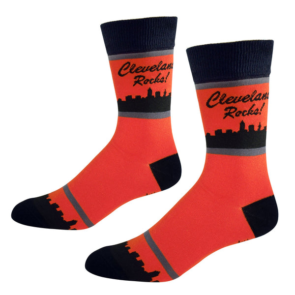 Cleveland Rocks Skyline in Red and Black Men's Socks