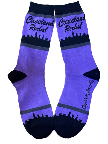 Cleveland Rocks Skyline in Purple and Black Women's Socks