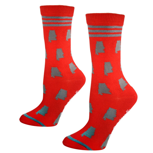 Alabama Shapes in Red and Grey Women's Socks