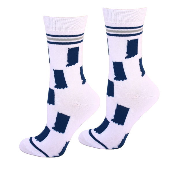 Indiana State Shapes Blue and White Women's Socks