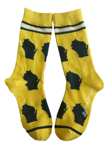 Wisconsin Shapes in Green and Yellow Women's Socks
