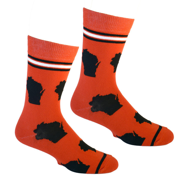 Wisconsin Shapes in Red and Black Men's Socks