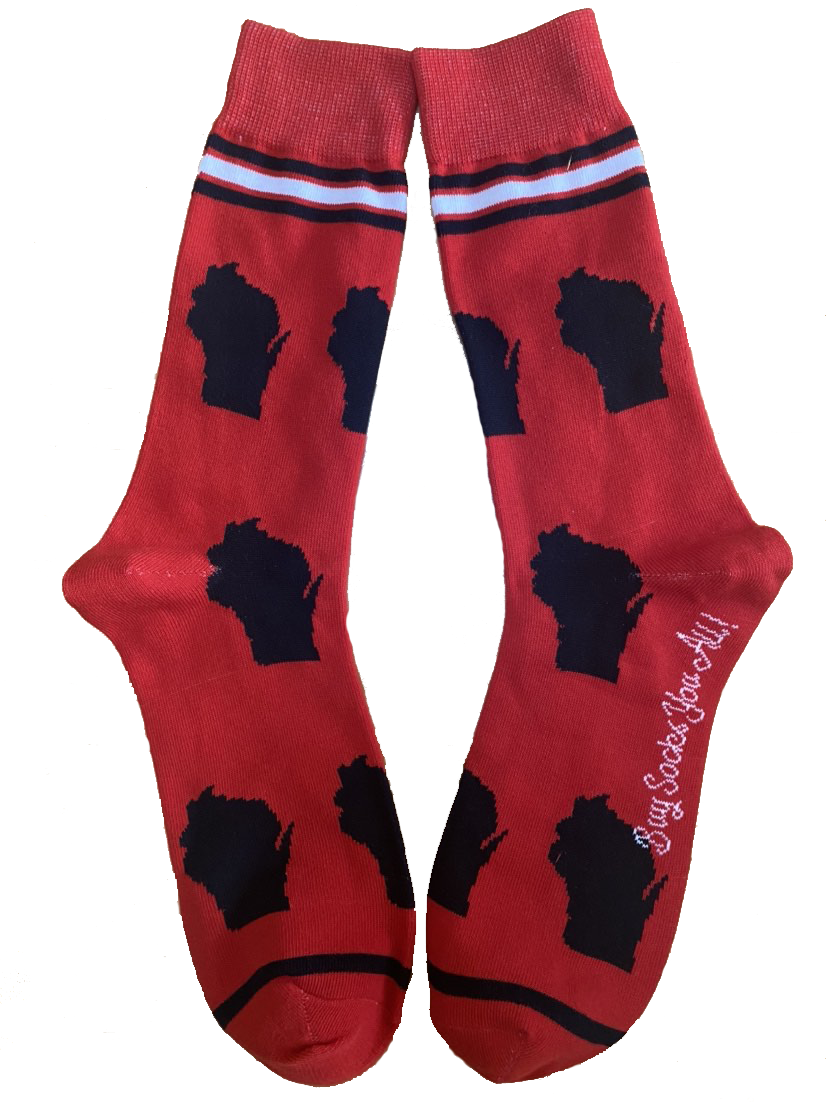 Wisconsin Shapes in Red and Black Men's Socks