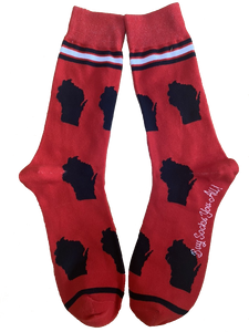 Wisconsin Shapes in Red and Black Men's Socks