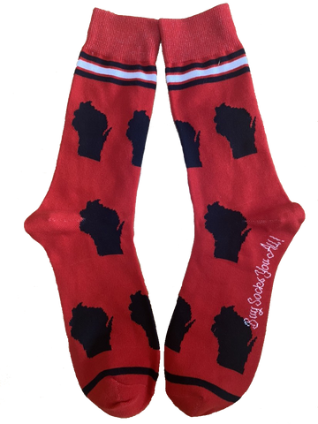 Wisconsin Shapes in Red and Black Men's Socks