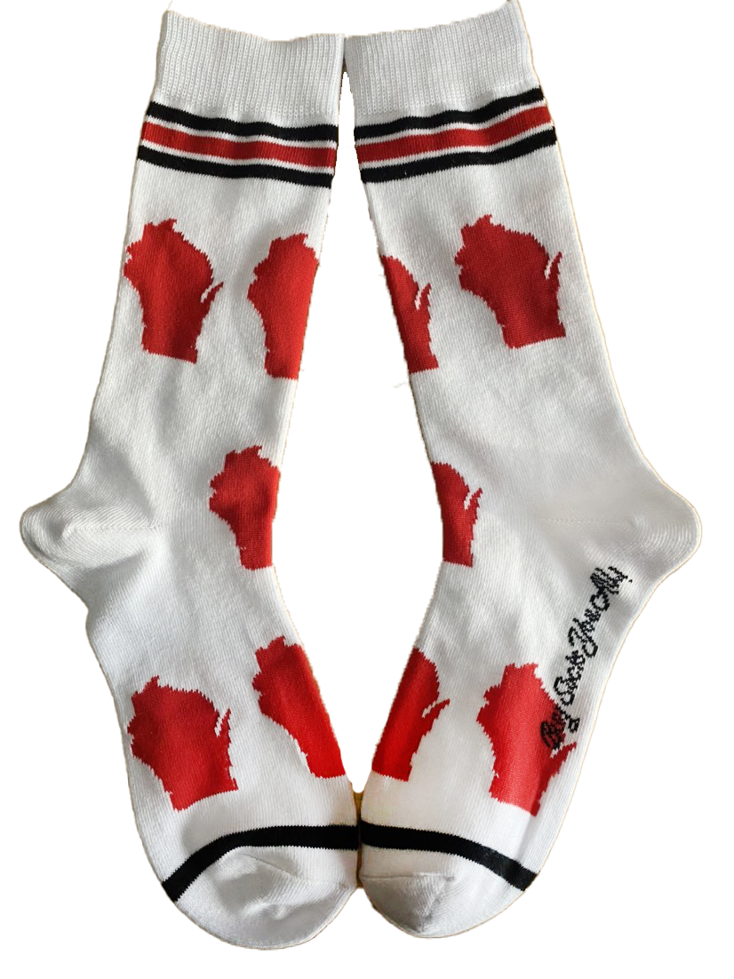 Wisconsin Shapes in Red and White Women's Socks