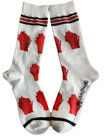 Wisconsin Shapes in Red and White Women's Socks