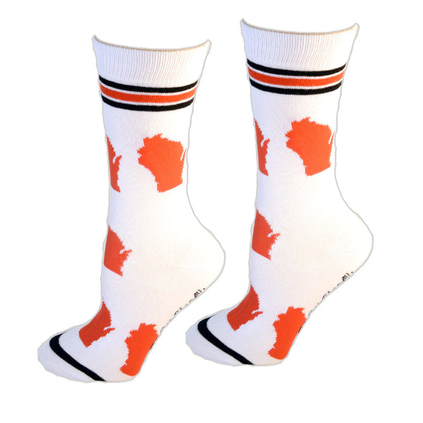 Wisconsin Shapes in Red and White Women's Socks