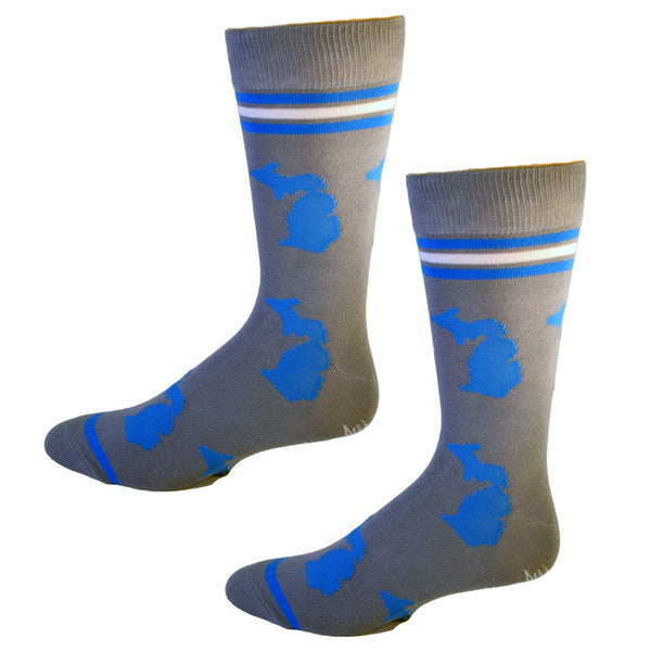 Michigan Shapes in Blue and Grey Men's Socks