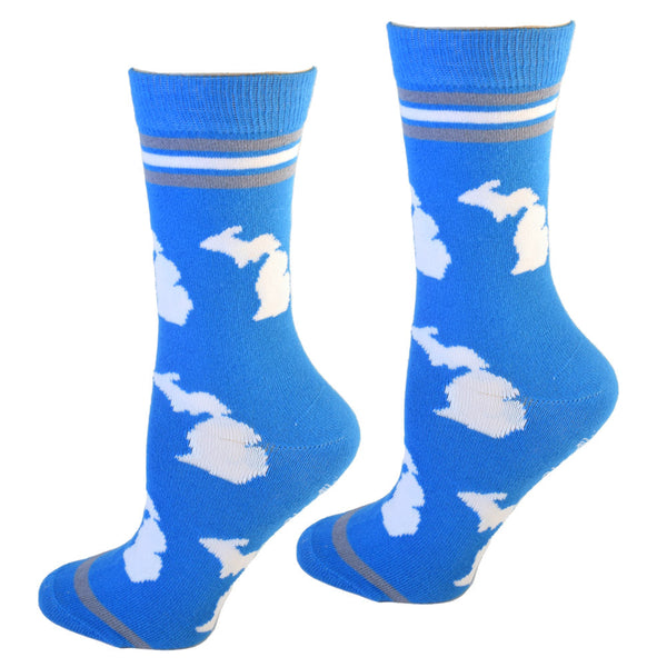 Michigan Shapes in Blue and White Women's Socks