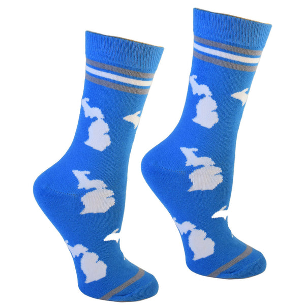 Michigan Shapes in Blue and White Women's Socks