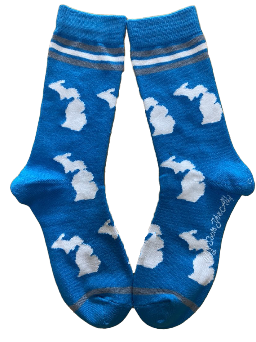 Michigan Shapes in Blue and White Women's Socks