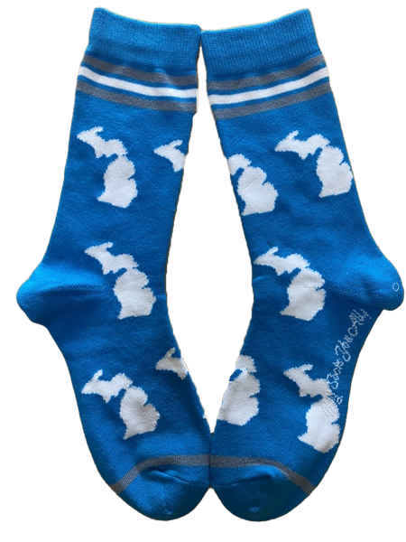 Michigan Shapes in Blue and White Women's Socks