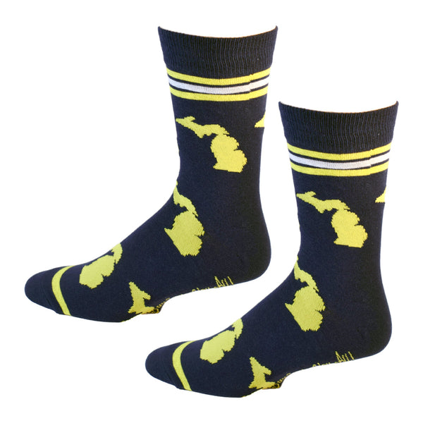 Michigan Shapes in Blue and Yellow Men's Socks