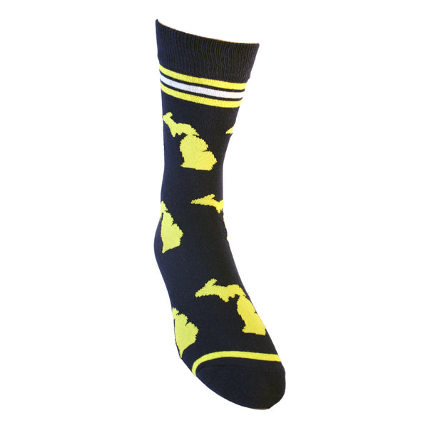 Michigan Shapes in Blue and Yellow Men's Socks