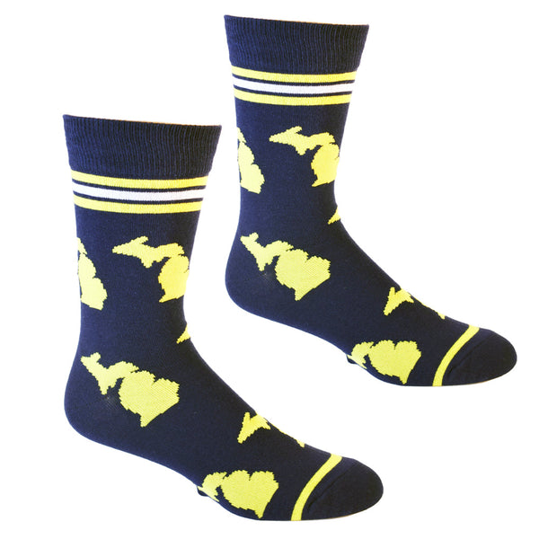 Michigan Shapes in Blue and Yellow Men's Socks