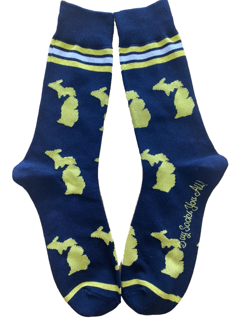 Michigan Shapes in Blue and Yellow Men's Socks