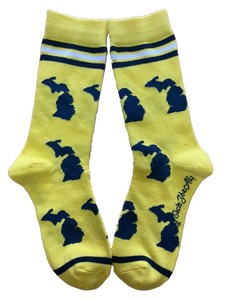 Michigan Shapes in Blue and Yellow Women's Socks