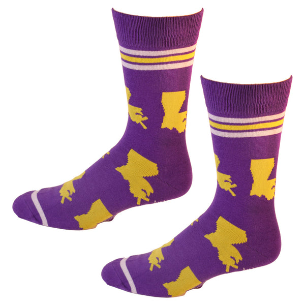 Louisiana Shapes in Purple and Gold Men's Socks