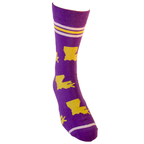 Louisiana Shapes in Purple and Gold Men's Socks