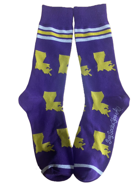 Louisiana Shapes in Purple and Gold Men's Socks