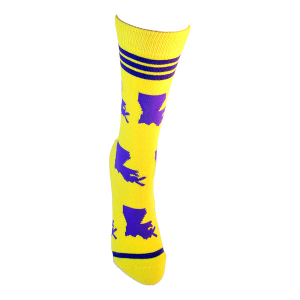 Louisiana Shapes in Purple and Gold Women's Socks