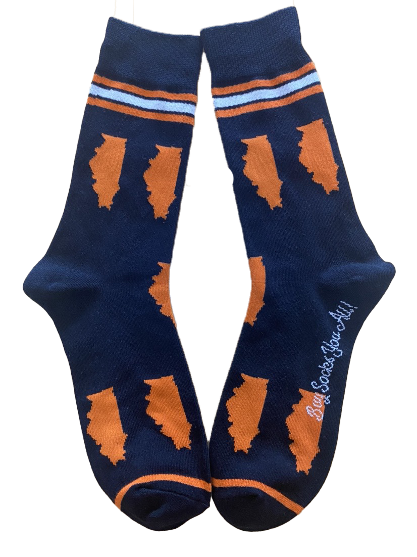 Illinois Shapes in Blue and Orange Men's Socks