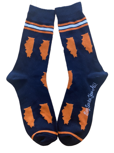 Illinois Shapes in Blue and Orange Men's Socks