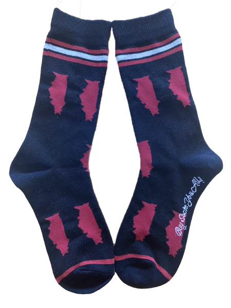 Illinois Shapes in Red and Black Women's Socks