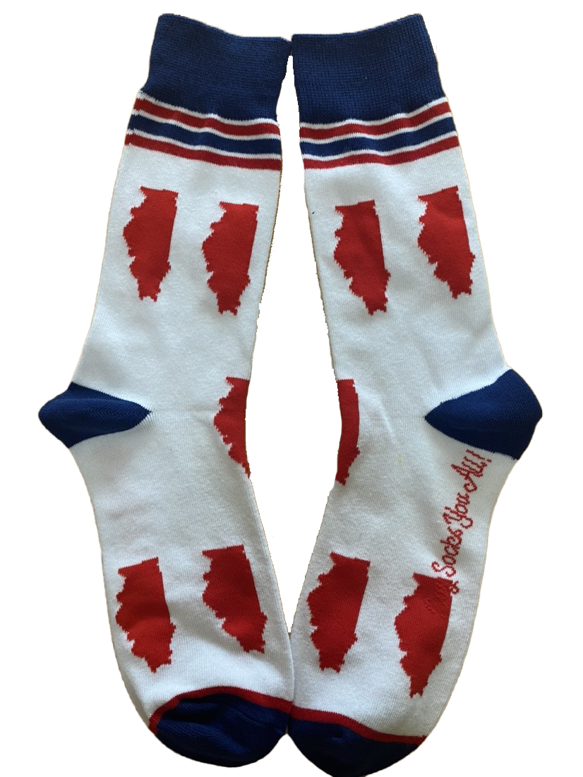 Illinois Shapes in Red White and Blue Men's Socks