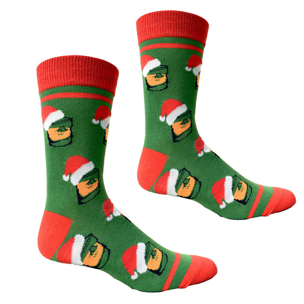 Bourbon Glasses with Santa Hats Men's Socks