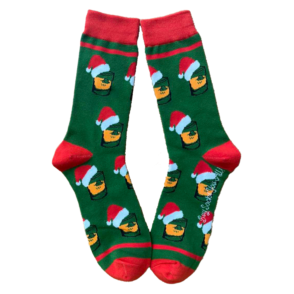 Bourbon Glasses with Santa Hats Men's Socks