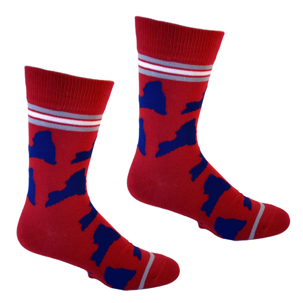 New York Shapes in Blue and Red Men's Socks